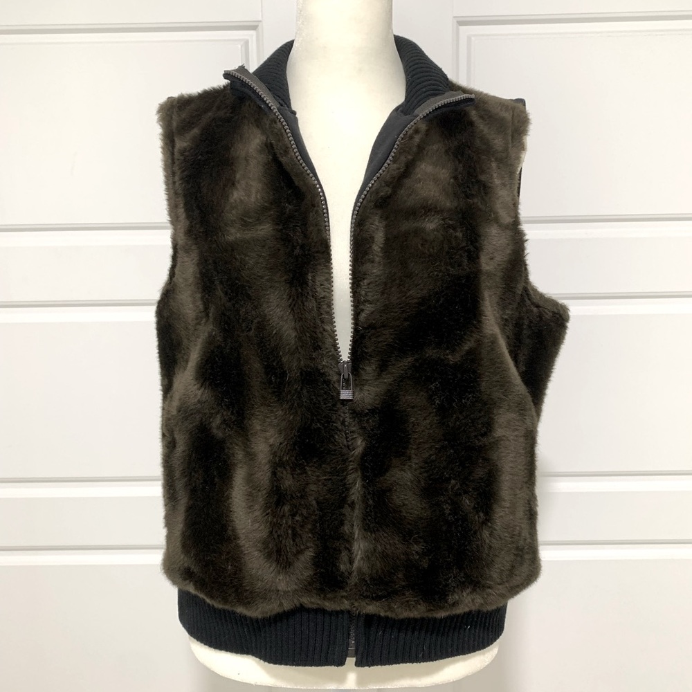 The Limited | Faux Fur and Knit Zip-up Vest